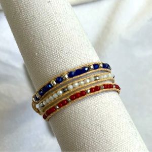 Red White and Blue Wrap Bracelet
